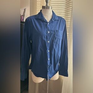 Cactus Man Slim Fit Button-Up Shirt Blue Polka Dot Cotton Long Sleeve Size L